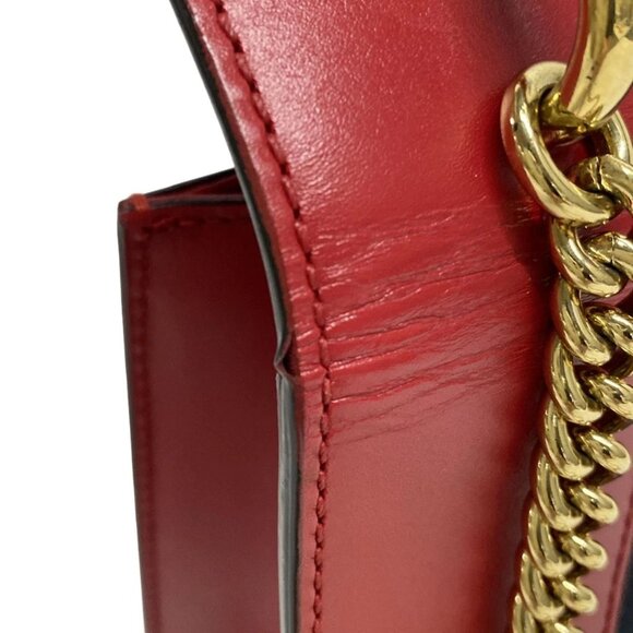 Authentic GUCCI Sylvie Mini Red Navy Leather Shoulder Bag br492-120725 - Picture 12 of 16